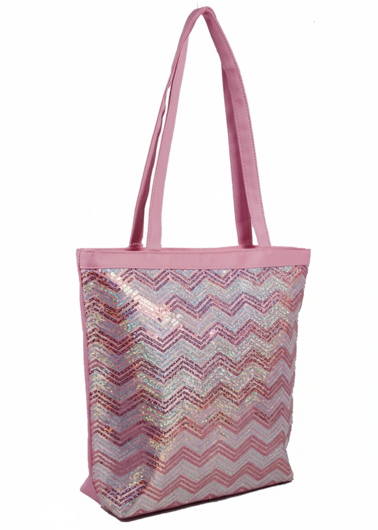 Pink Glitter Chevron Tote