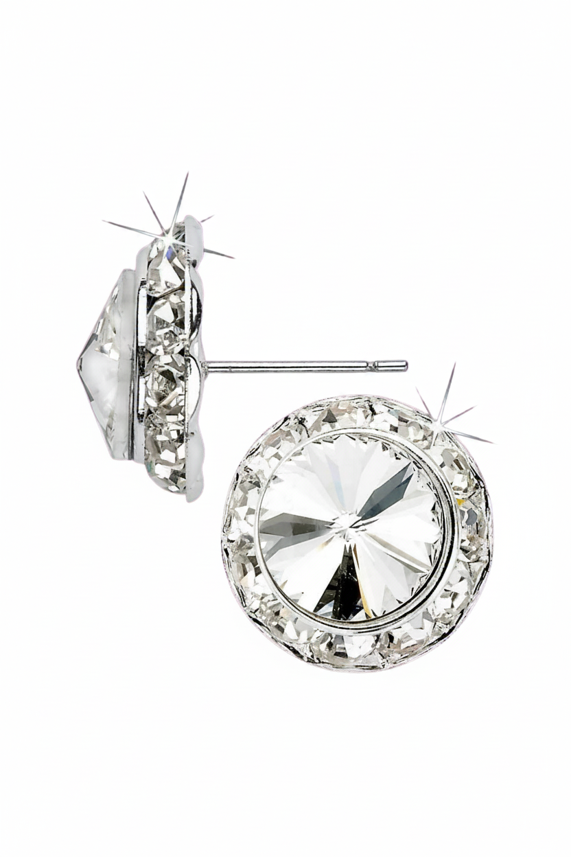 Rivoli Crystal Earrings 20mm Crystal Post side and front view