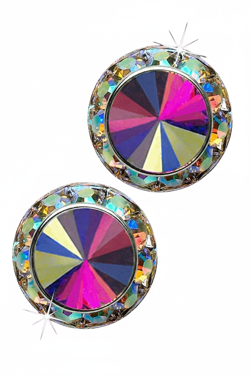Rivoli Crystal Earrings 20mm AB front view