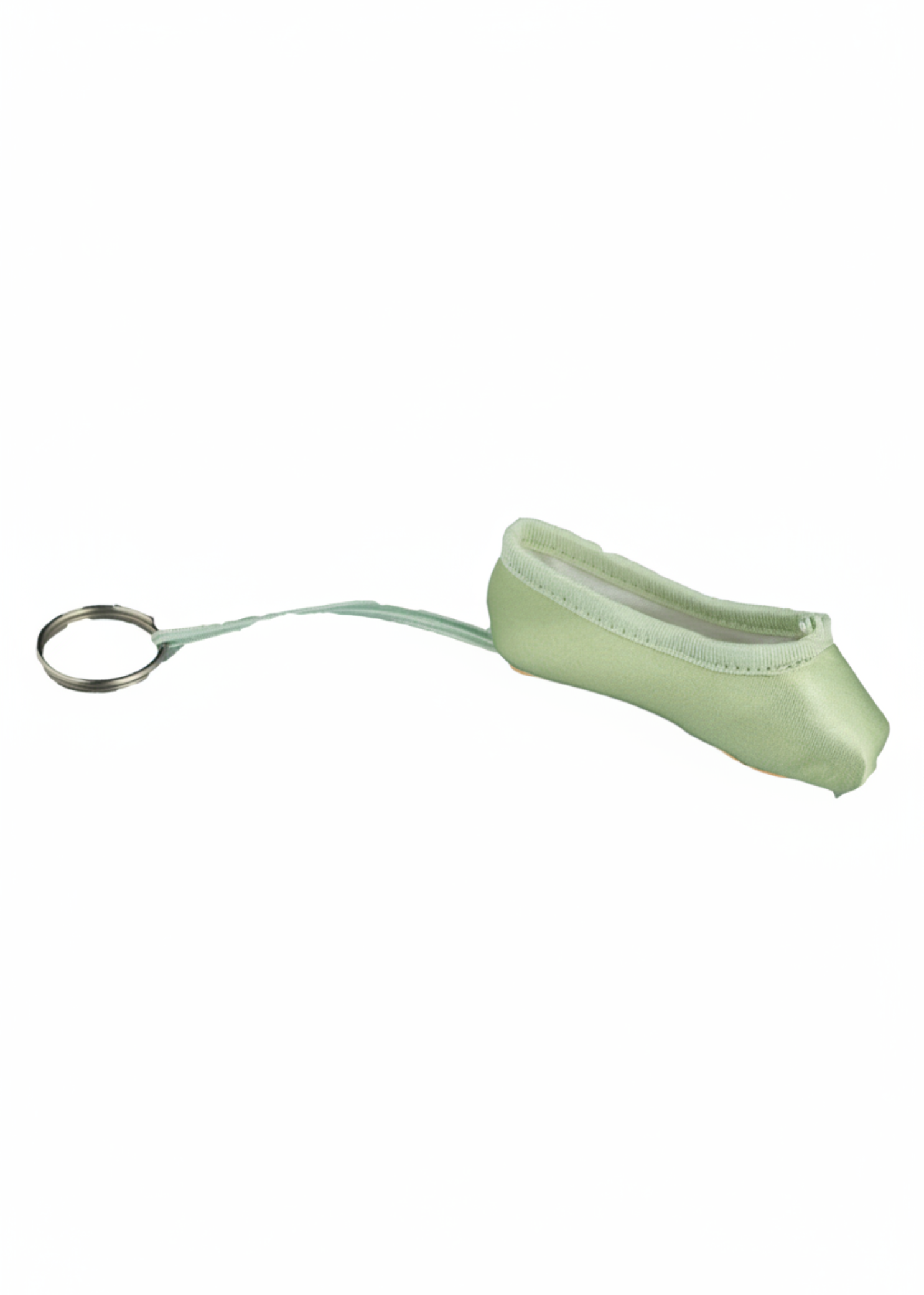Lime mini pointe shoe keychain with realistic stitching and compact durable design