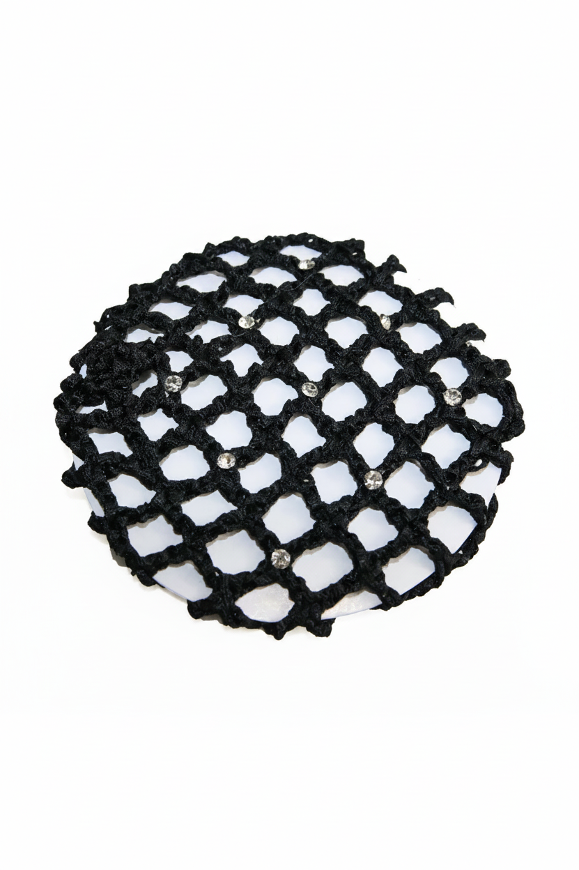 Medium Bun Cover with Rhinestones Black