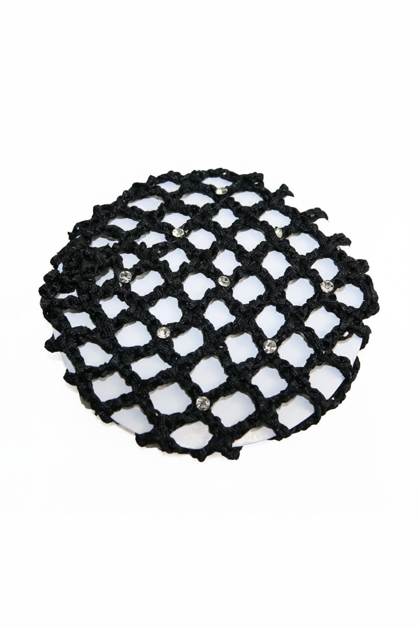 Medium Bun Cover with Rhinestones Black