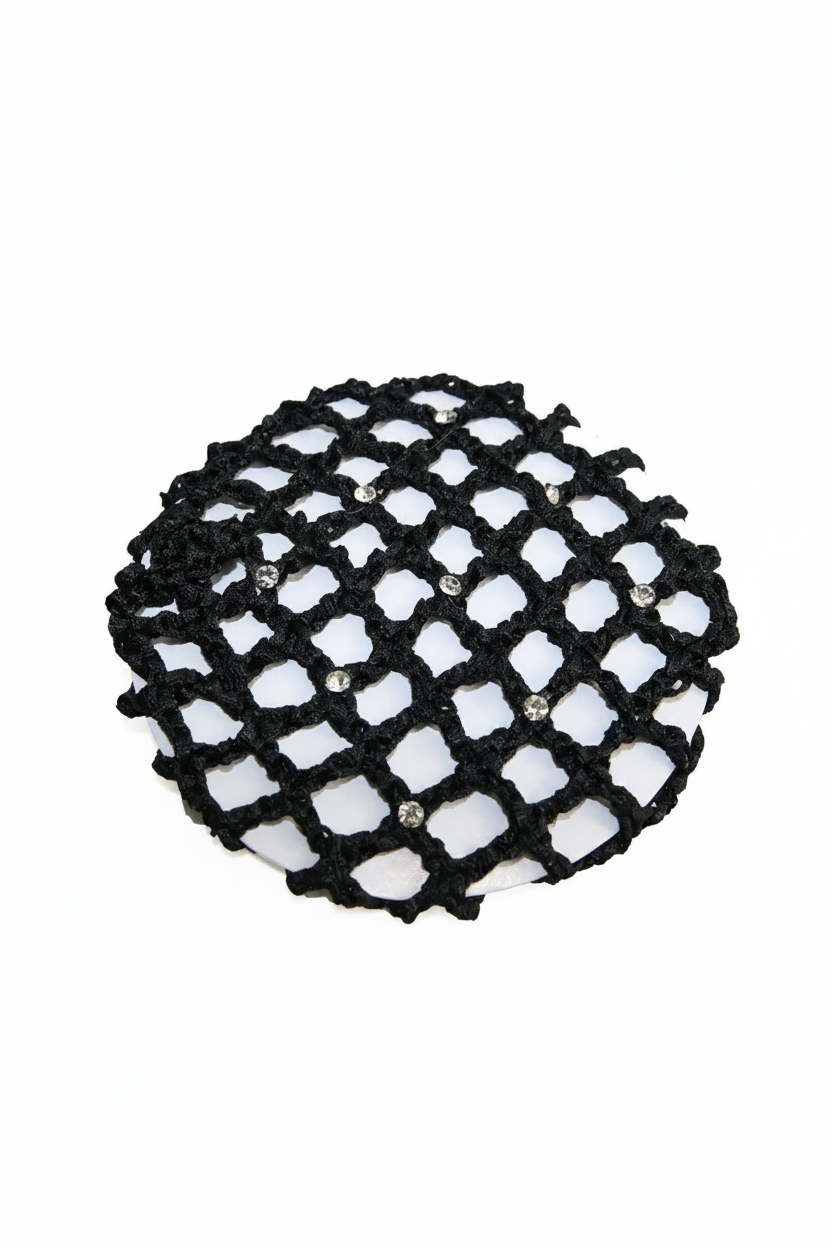 Small Bun Cover with Rhinestones black