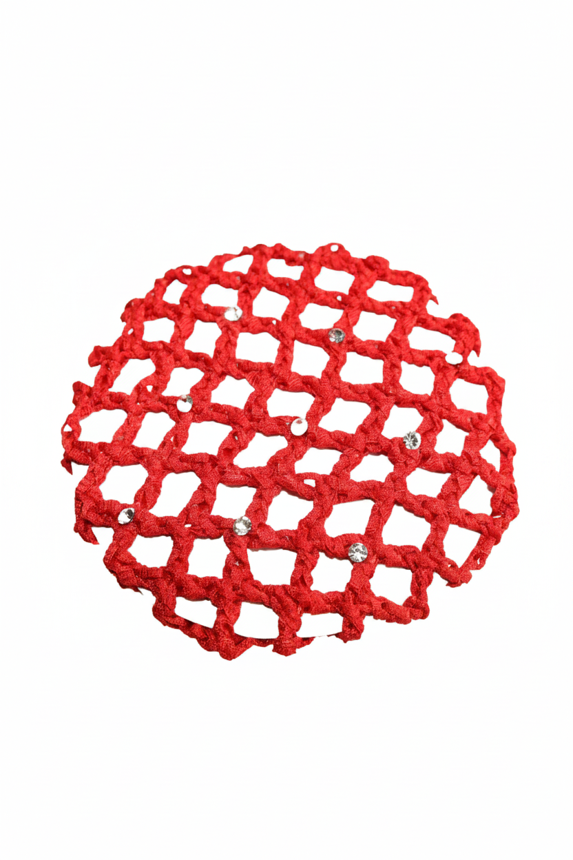 Small Bun Cover with Rhinestones red