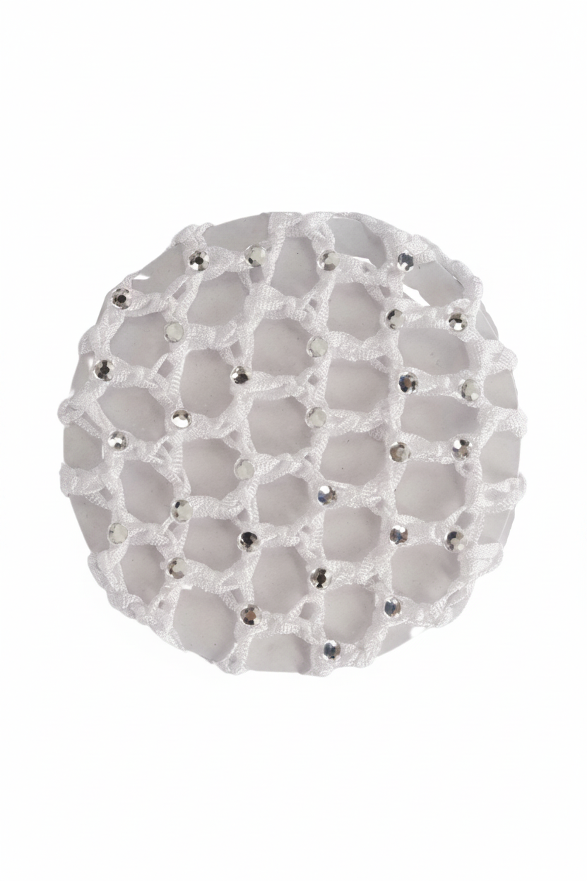 Small Bun Cover with Rhinestones white