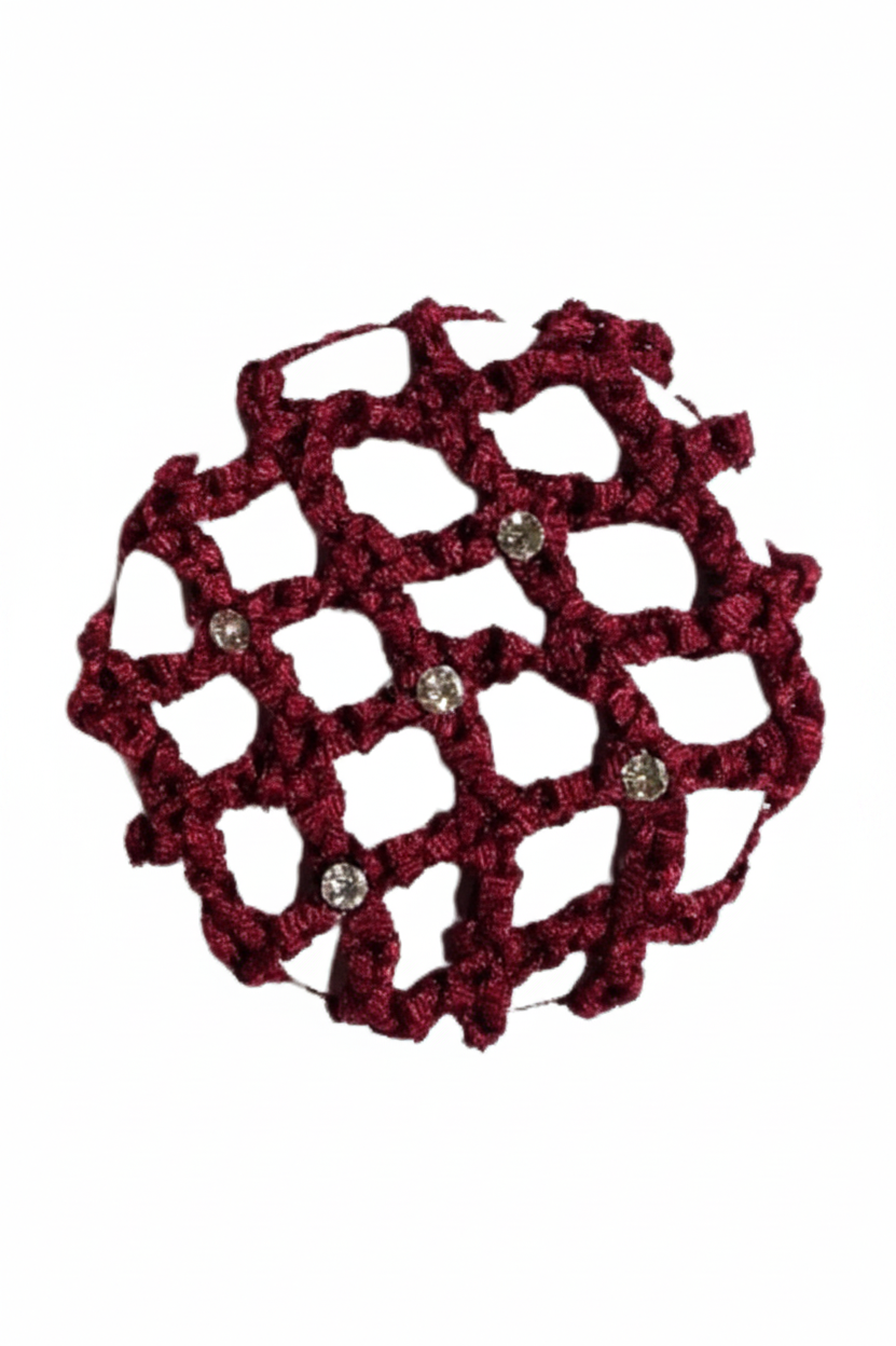 Medium Bun Cover with Rhinestones burgundy