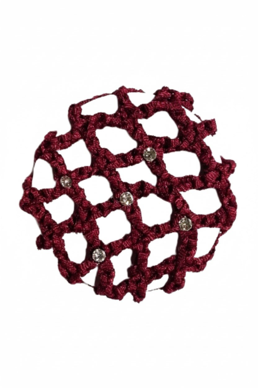 Medium Bun Cover with Rhinestones burgundy