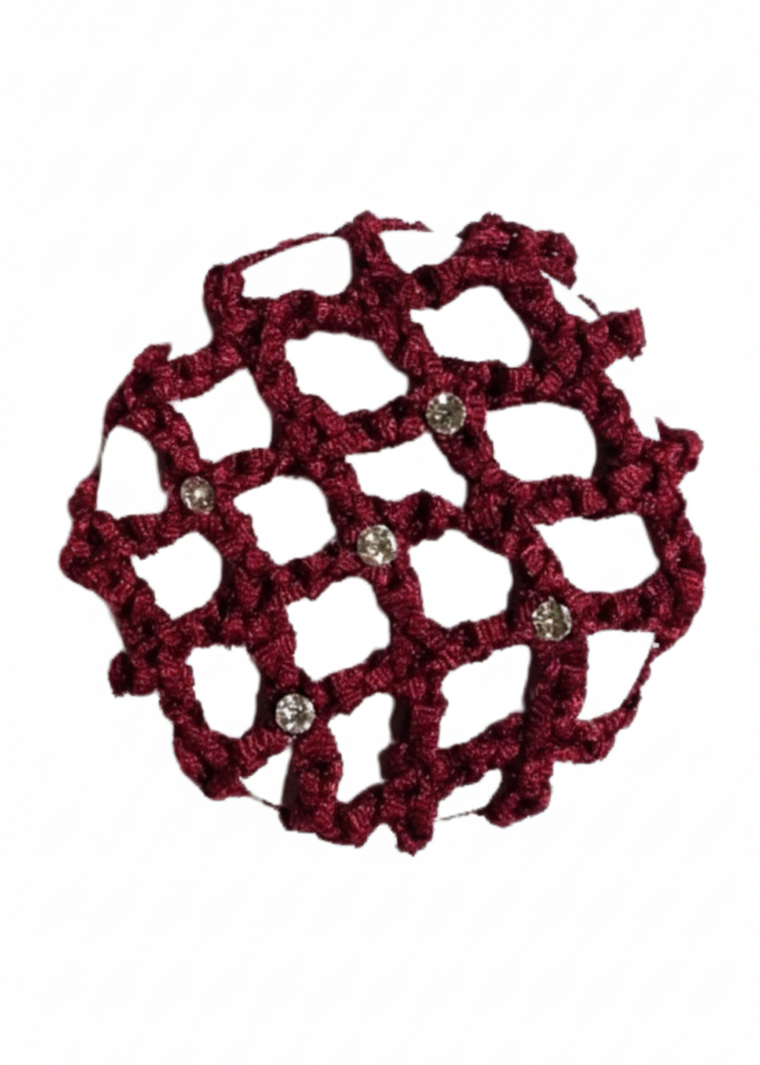 Small Bun Cover with Rhinestones burgundy