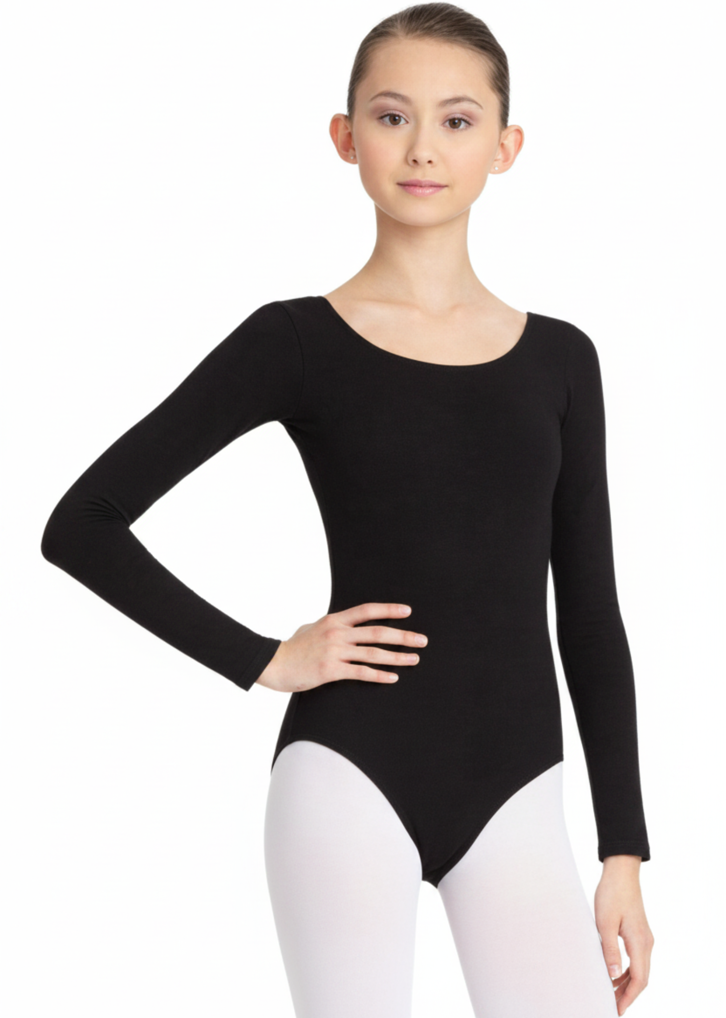 Long Sleeve Leotard Black front view