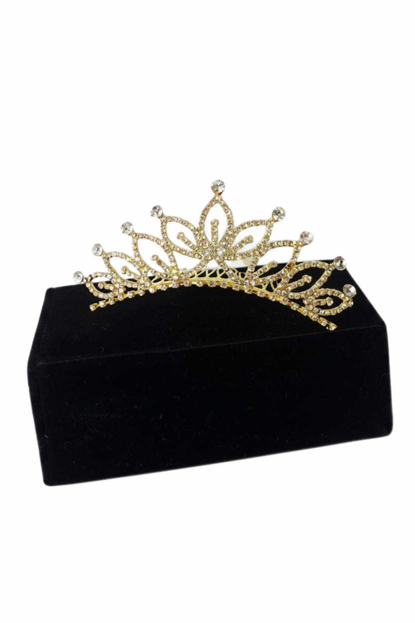 Medium Rhinestone Tiara gold