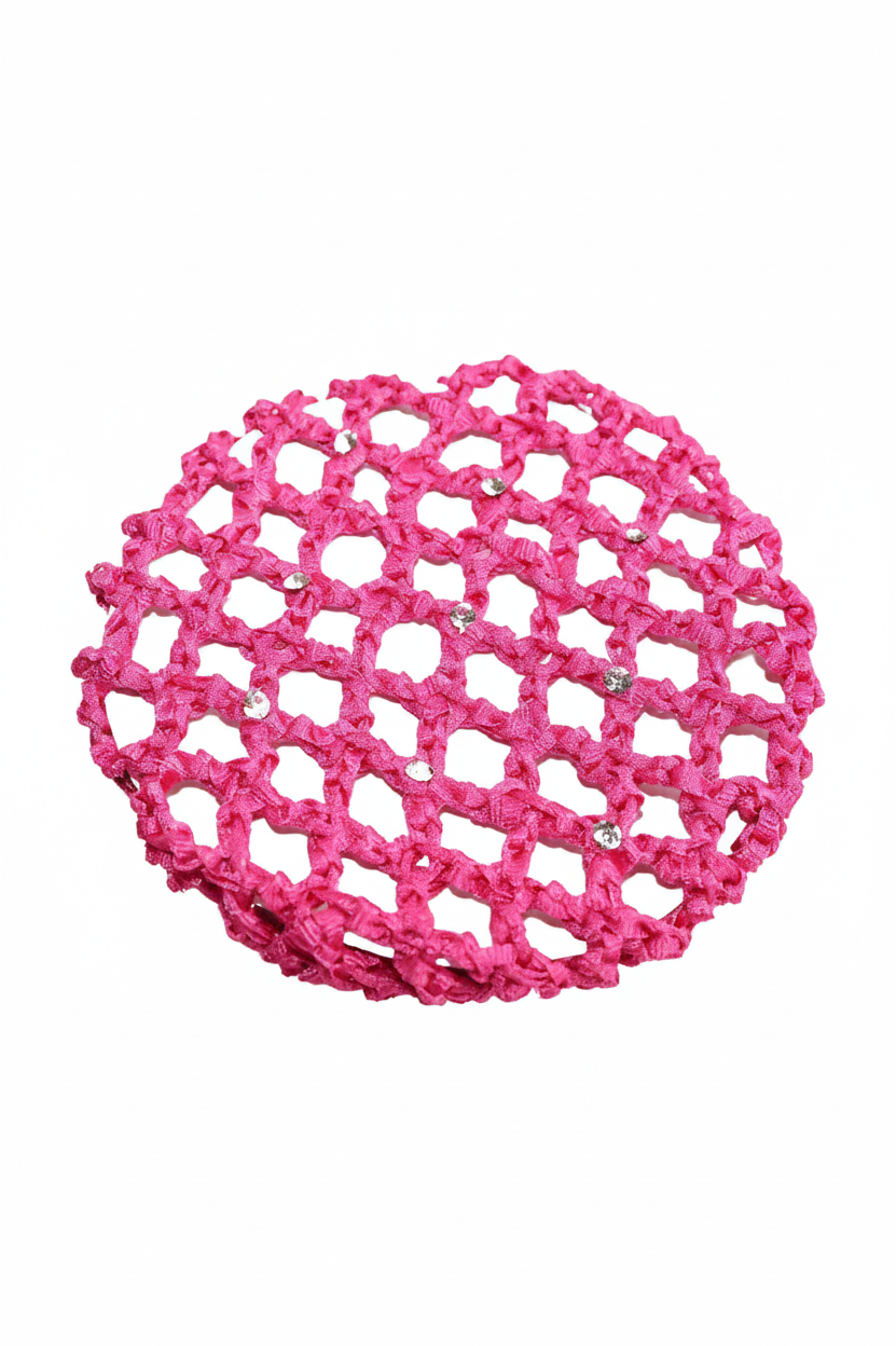 Small Bun Cover with Rhinestones hot pink