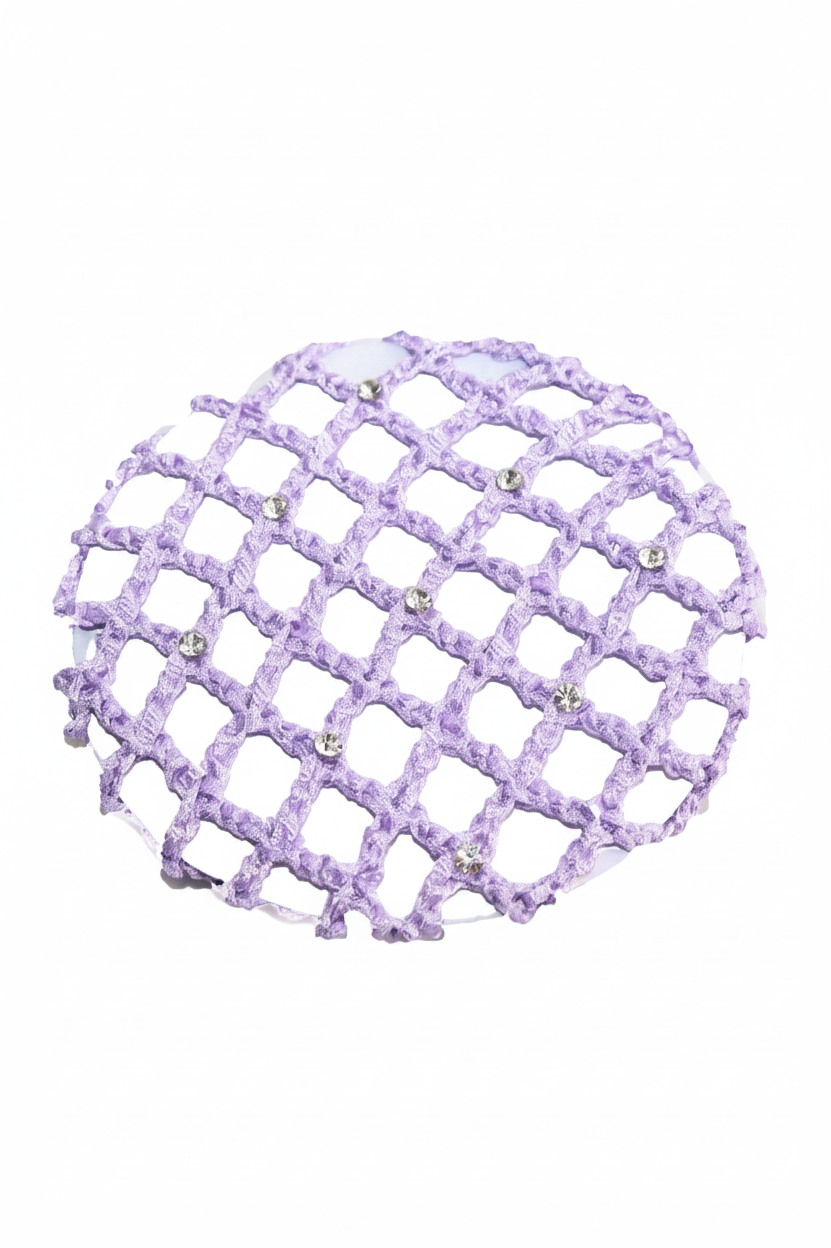 Medium Bun Cover with Rhinestones lavender