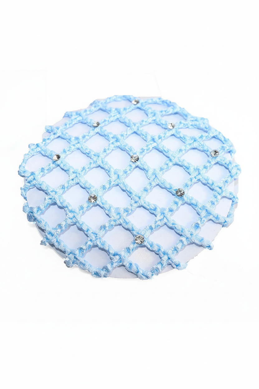 Medium Bun Cover with Rhinestones light blue