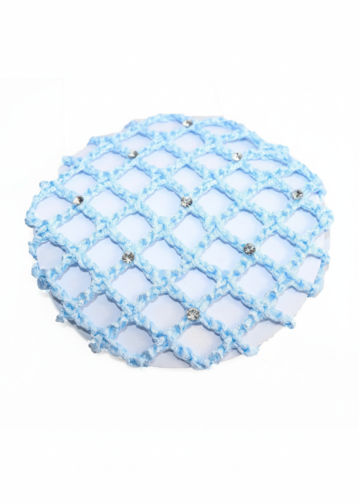 Medium Bun Cover with Rhinestones light blue