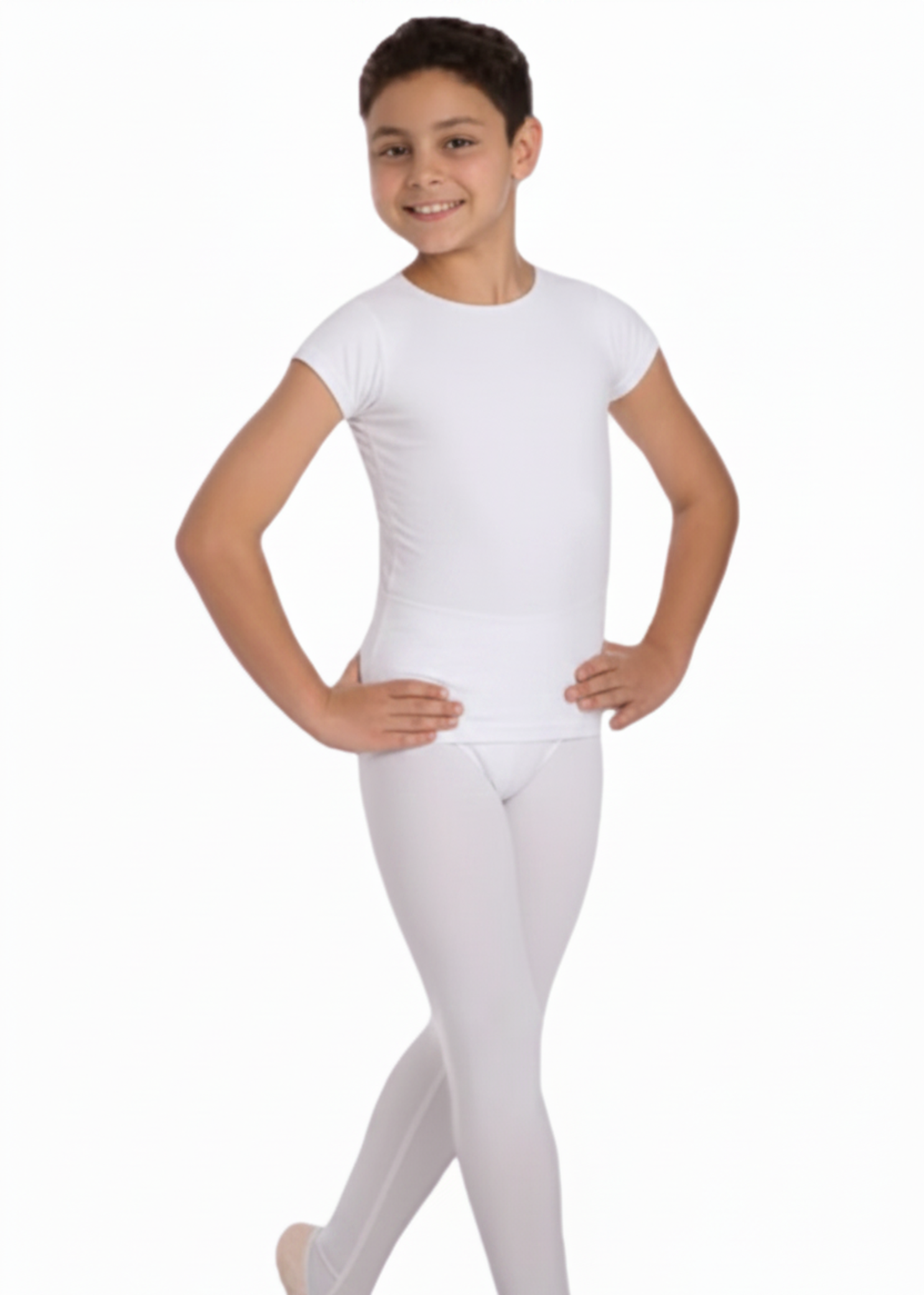 Boys Short Sleeve Pullover White front view