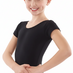 Cap Sleeve Leotard Black front view