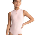 Zip Front Leotard Pink front view