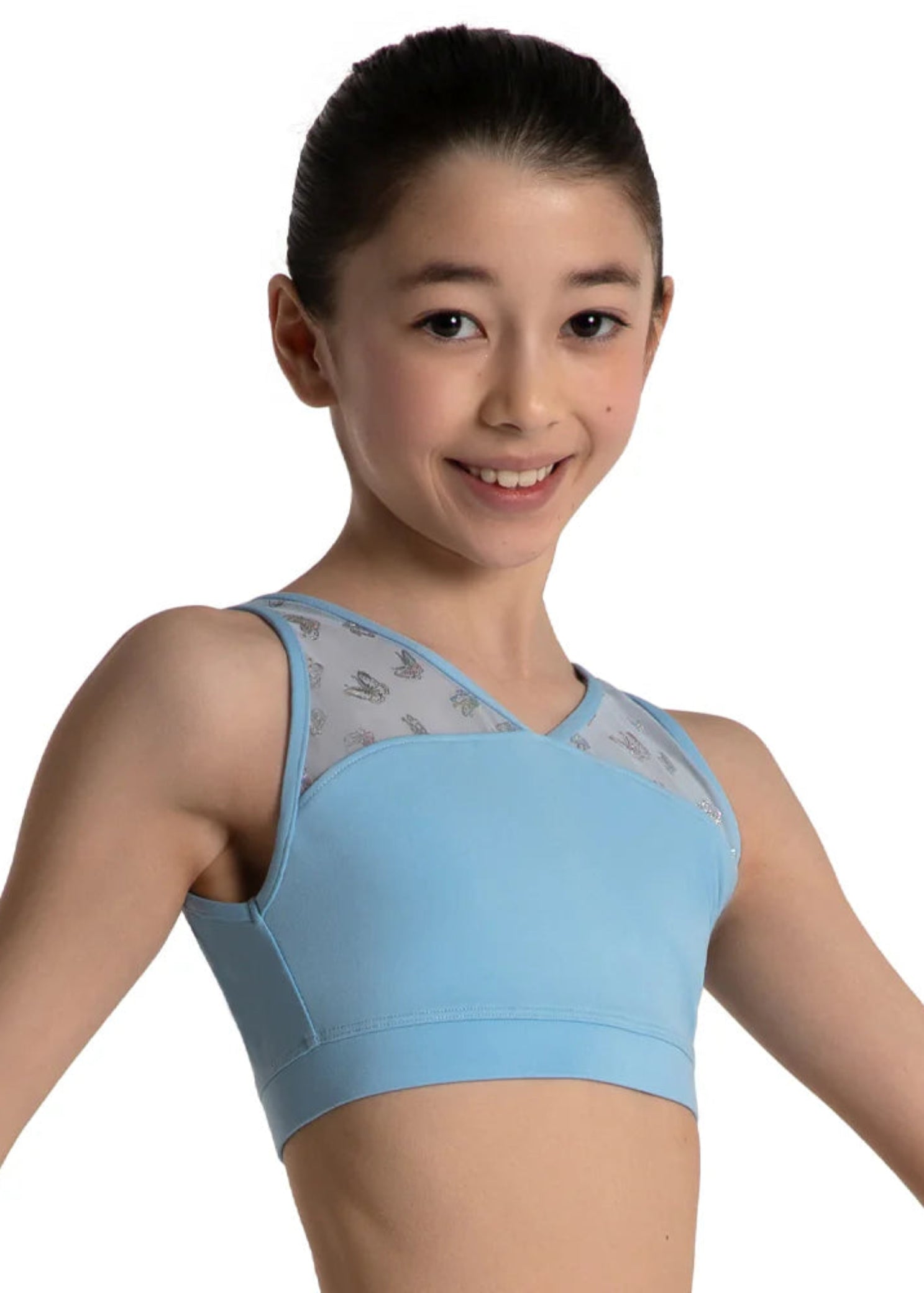 Luna Bra Top Light Blue front view