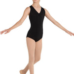 Chamomile Cross Back Leotard Black front view