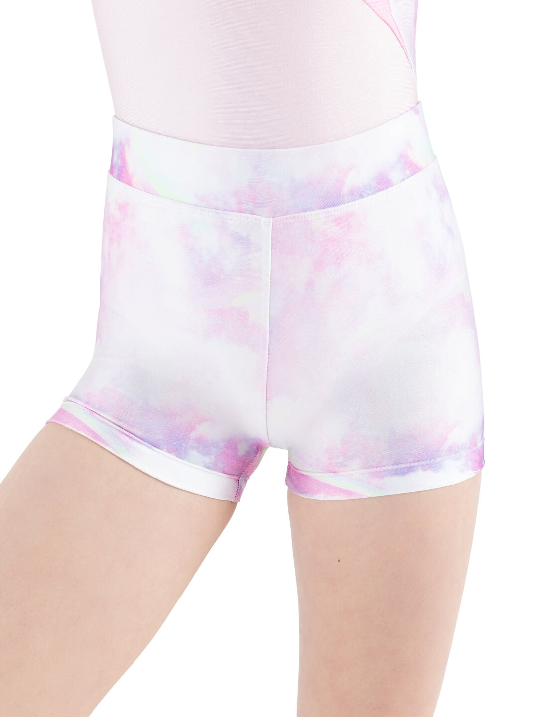 Good Vibes Shorts Galaxy Rainbow Sparkle front view