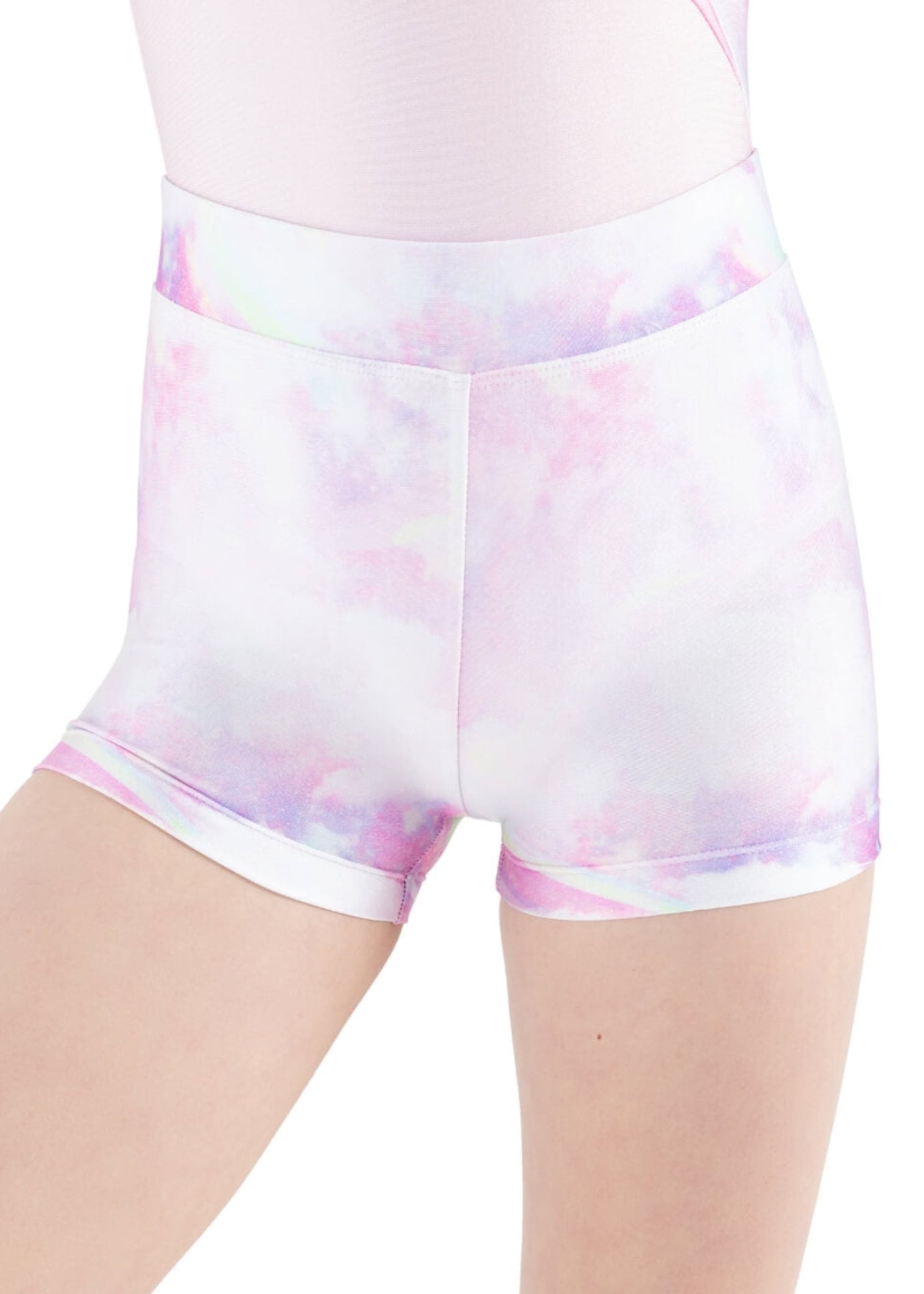 Good Vibes Shorts Galaxy Rainbow Sparkle front view
