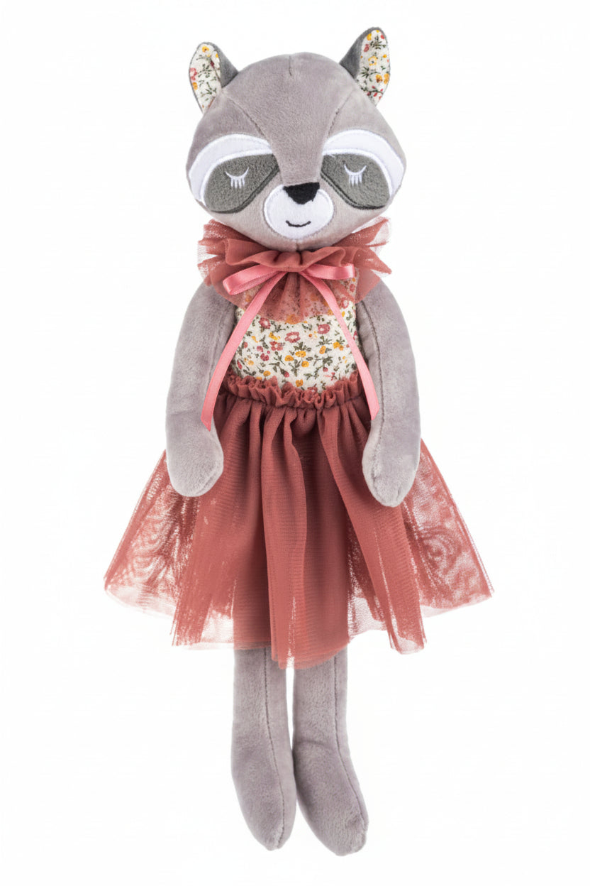 15" Blossom & Bows Woodland Raccoon front view