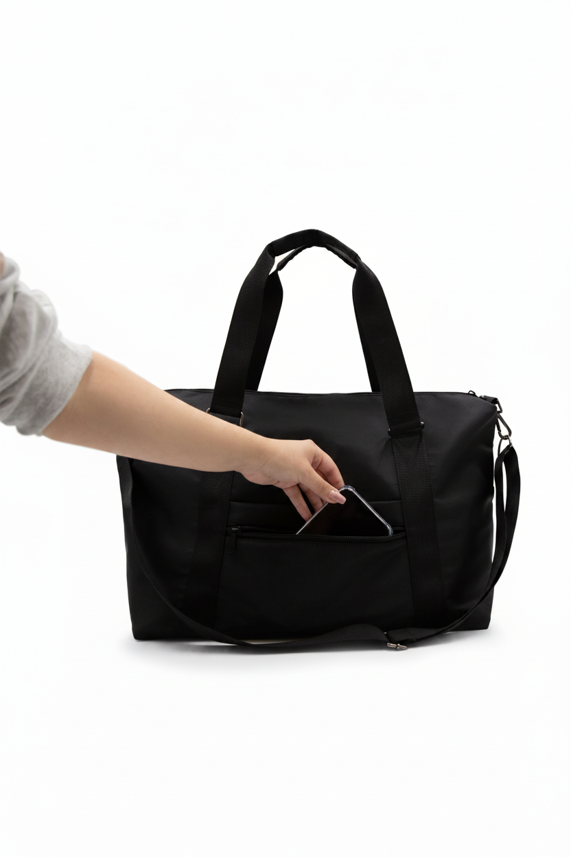 Casey Carry-All Duffle Black external pocket