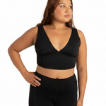 Goddess Sculpt Bra Tank Black front view