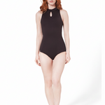 Sequoia High Neck Leotard Black front view