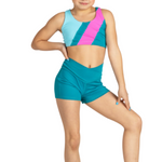 Fiesta Flare Top Blueberry Sorbet & V-Cation Short Dark Teal front view