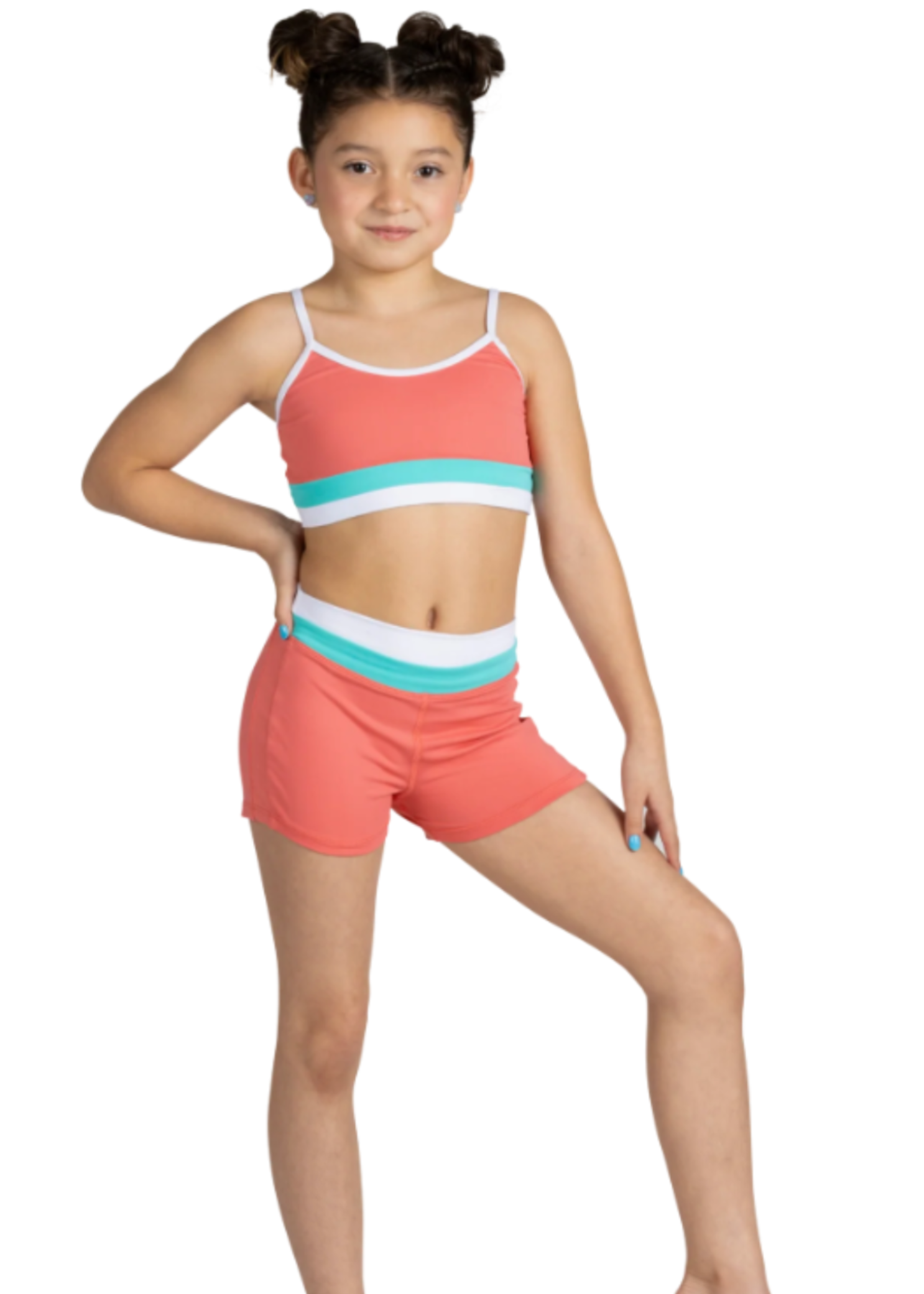 Triple Threat Top & Short Coral Crush front view
