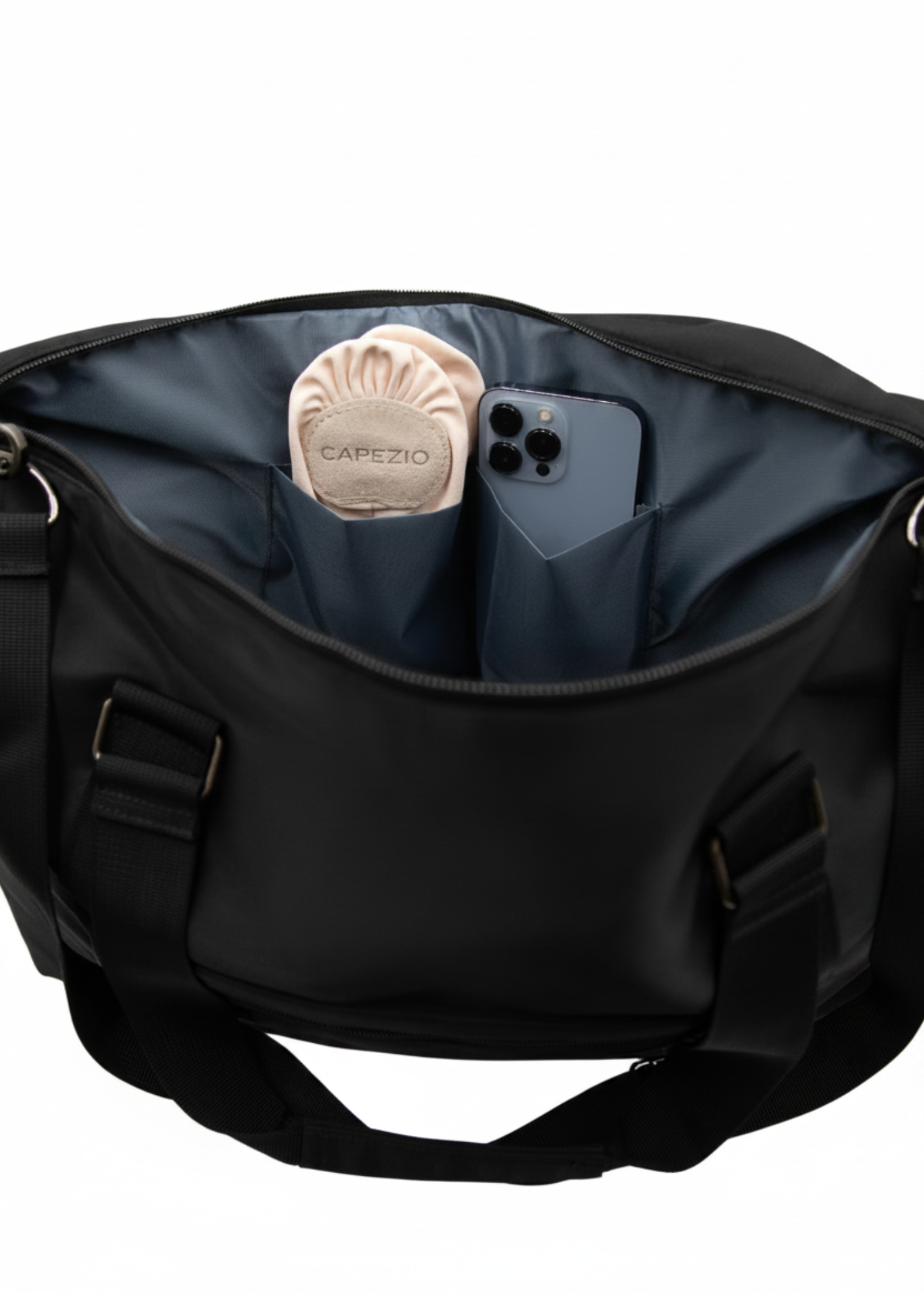 Casey Carry-All Duffle Black internal pockets