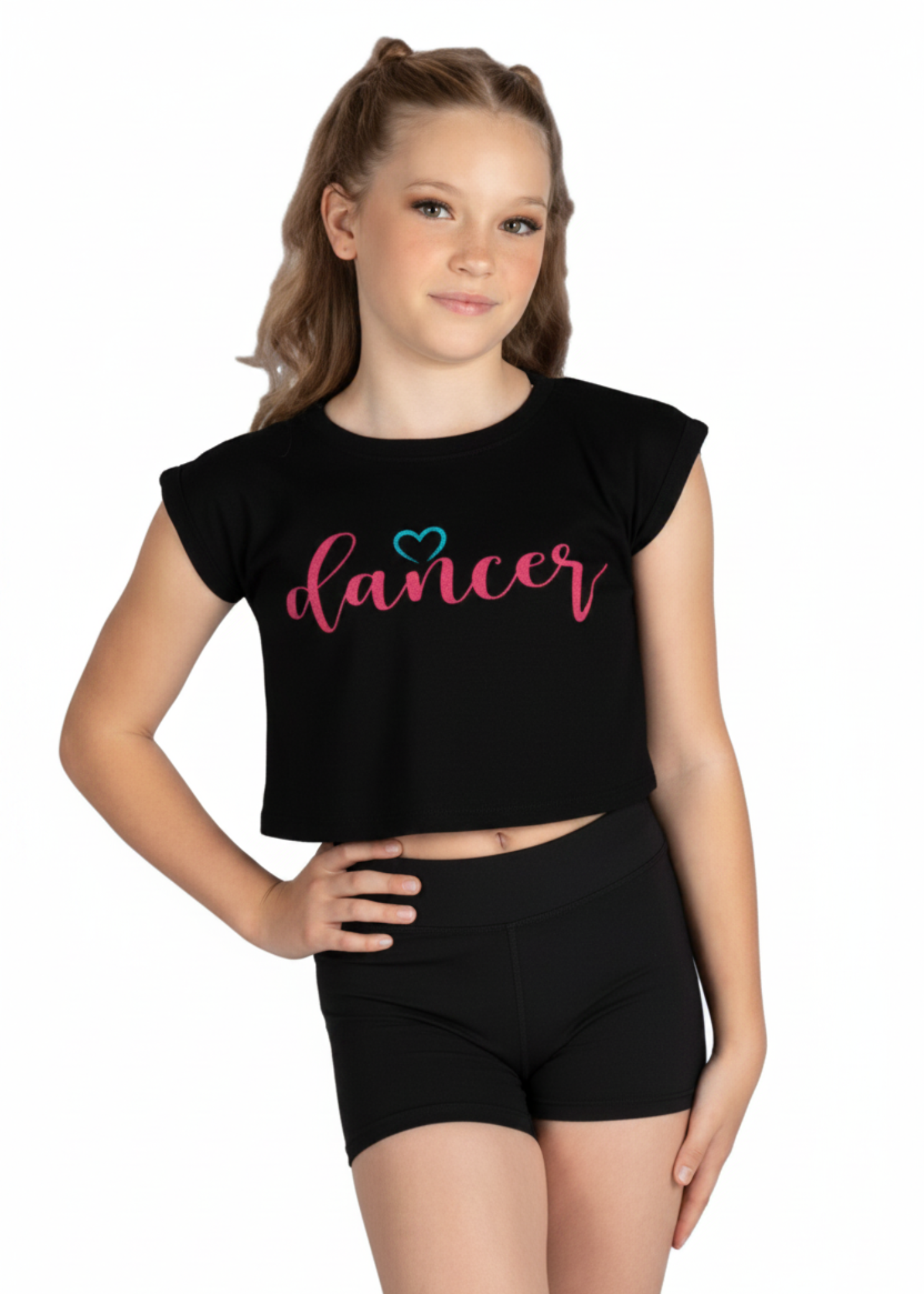 Dual color dancer black top front view