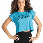 Script Dancer Heart Top turquoise front view