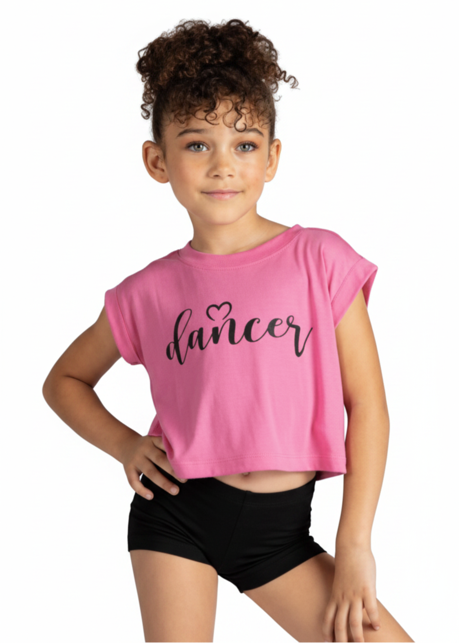 Script Dancer Heart Top bright pink front view