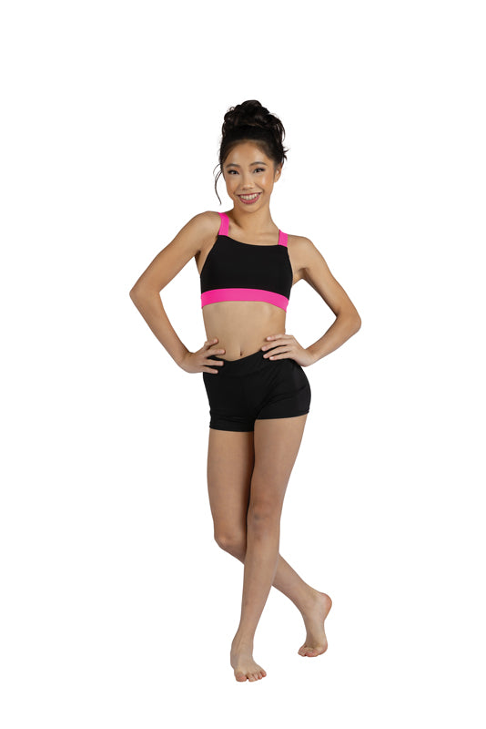 Dakota Top Black/Neon Pink front view