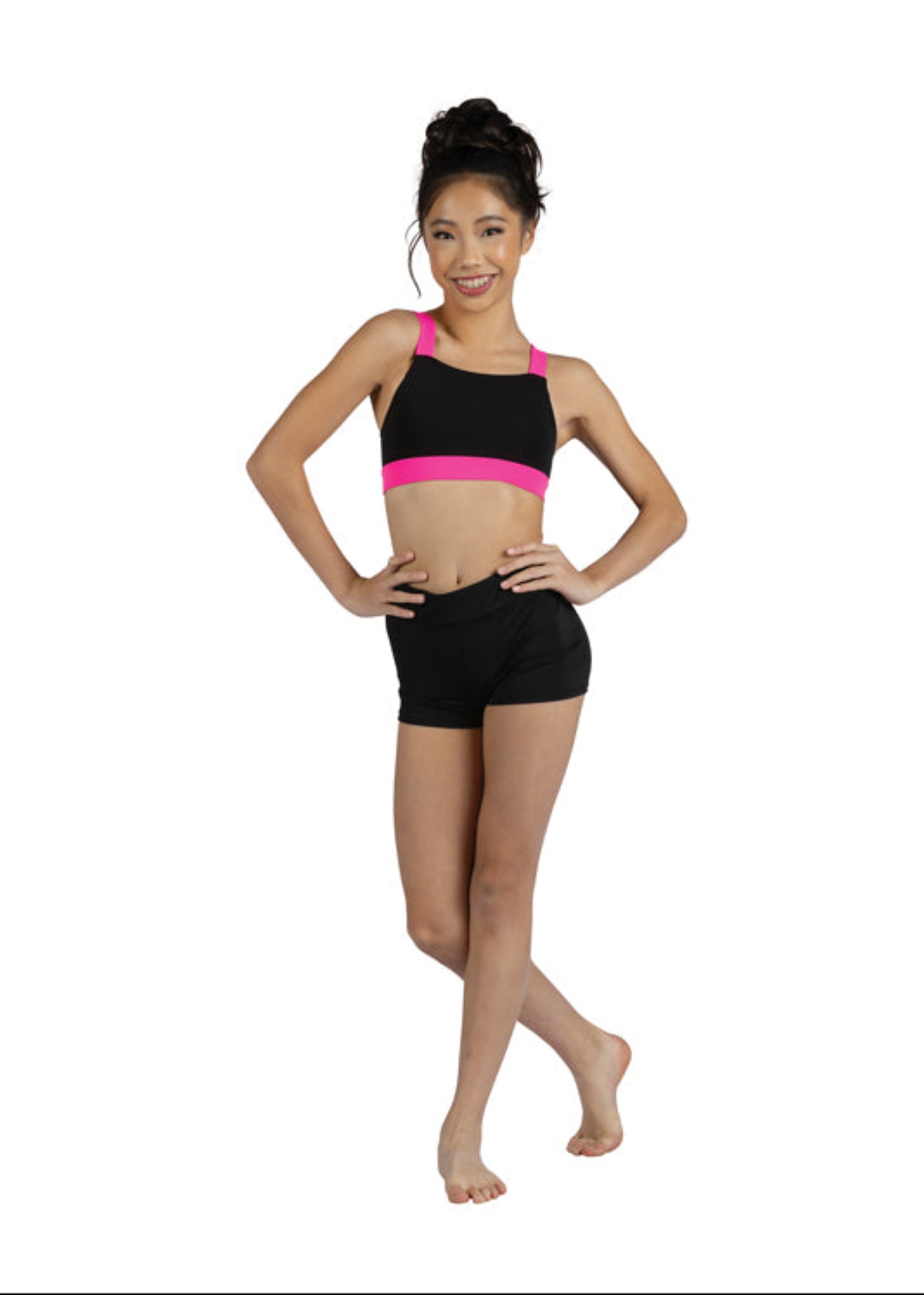 Dakota Top Black/Neon Pink front view