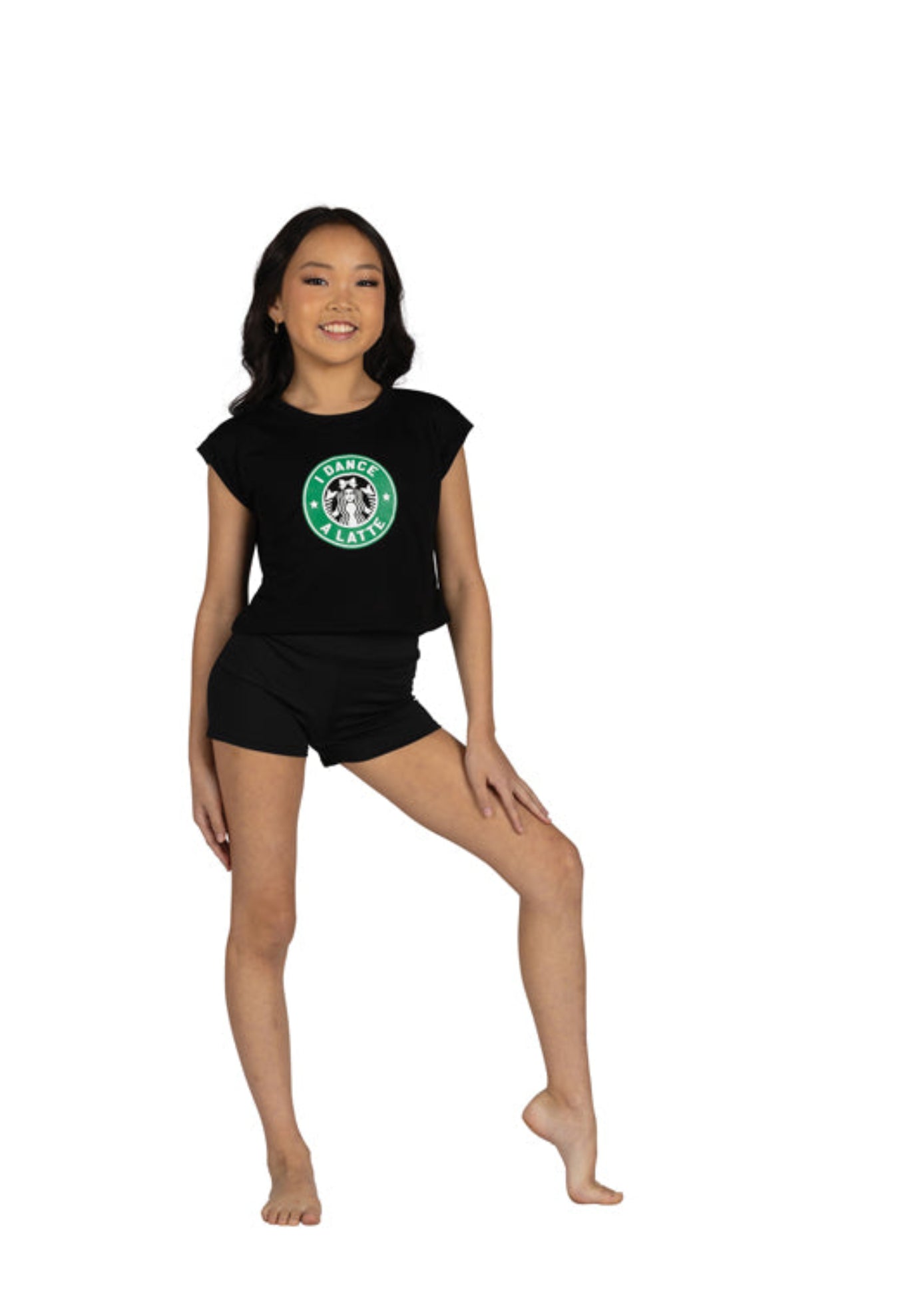 Dance Latte Tee Black front view