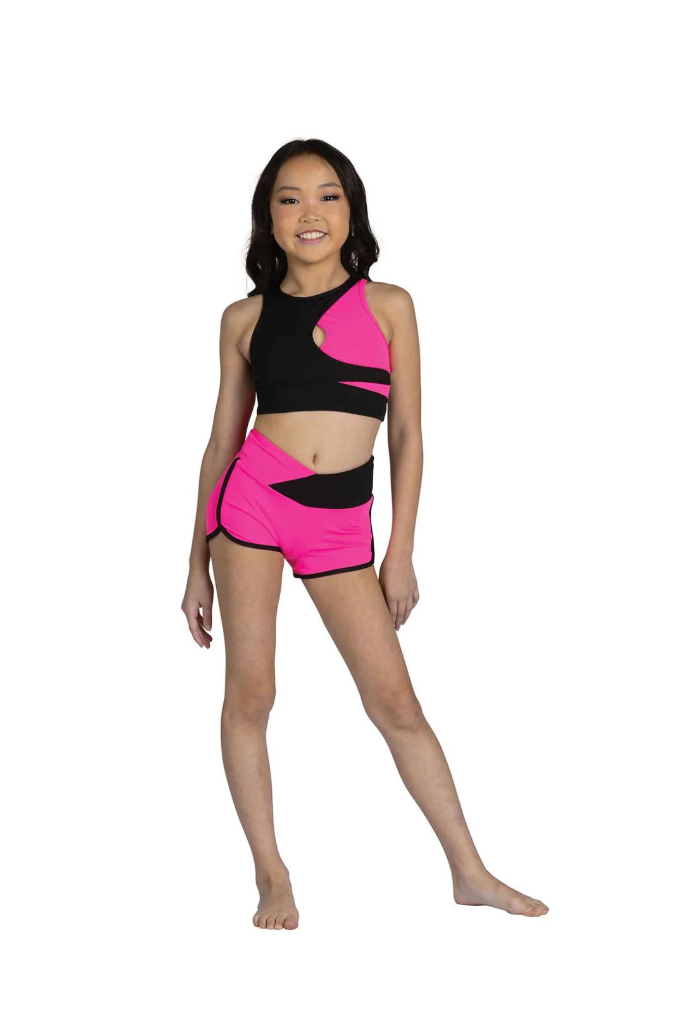 Lily Short Black/Neon Pink front view