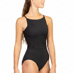 Bateau Neck Leotard Black front view