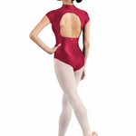 Zip Front Sleeve Leotard Raspberry back view