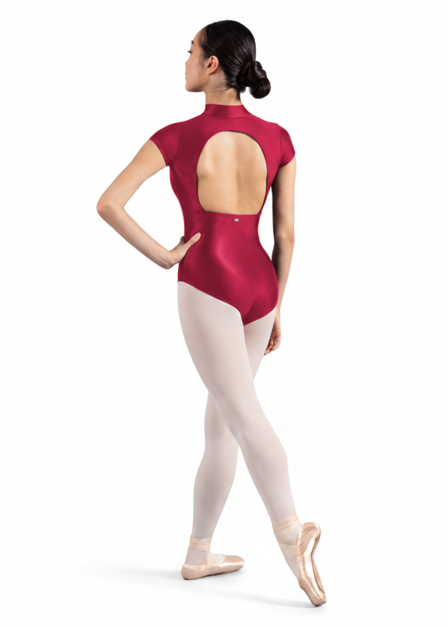 Zip Front Sleeve Leotard Raspberry back view