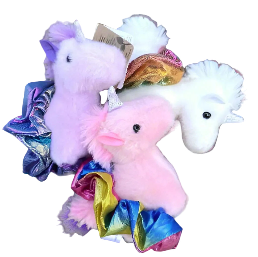 Purple, Pink, White, soft unicorn plush with pastel tutu and delicate whimsical details