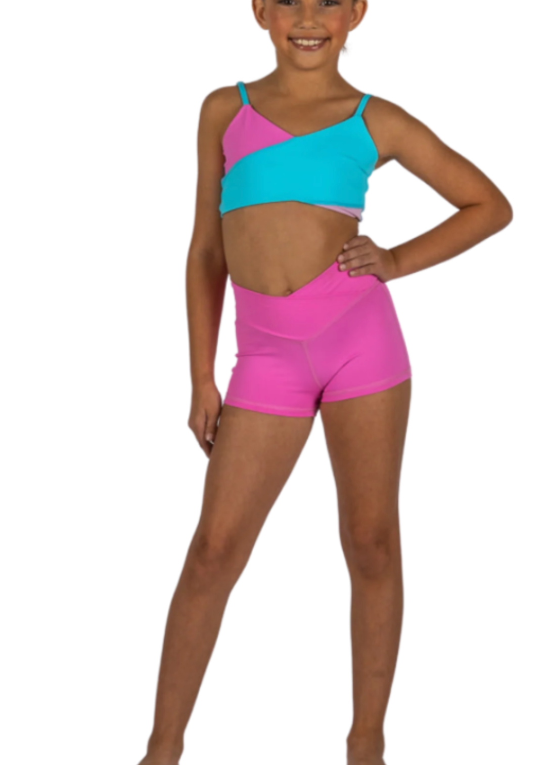 Slice & Dice Top Cotton Candy & V-Cation Short Pink Pop front view