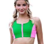 Match Point Top Green Bee/Sachet Pink front view