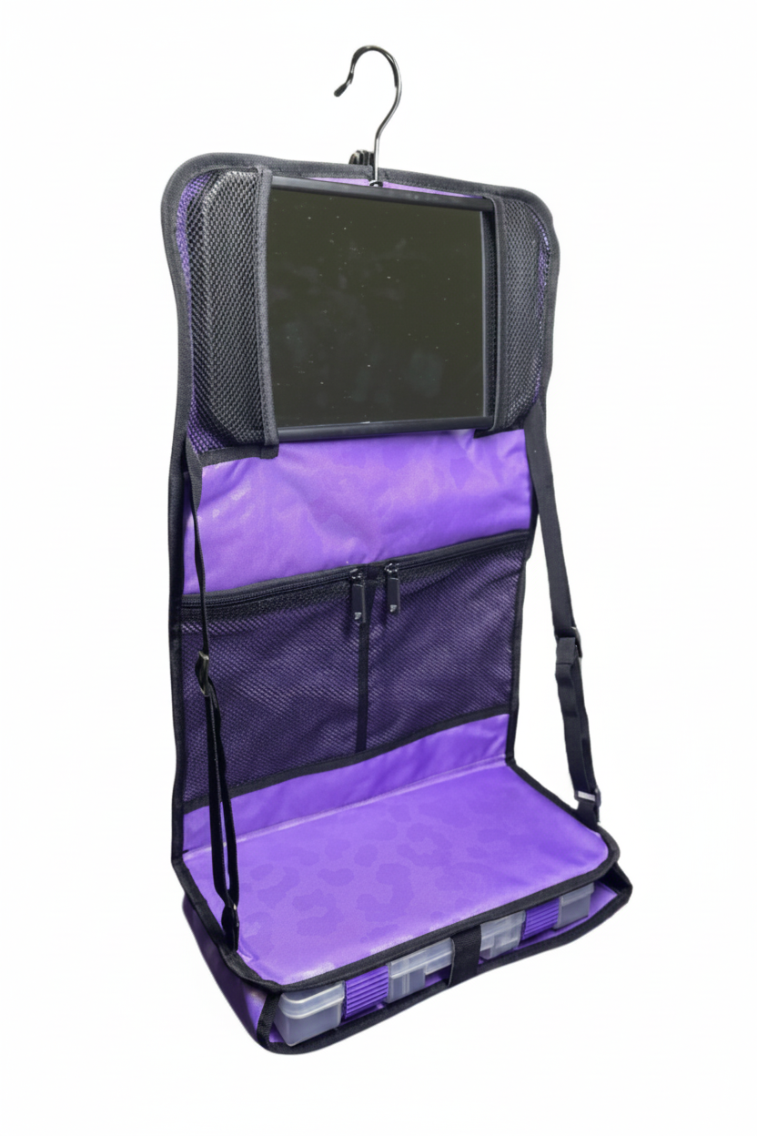Attitude Hanging Accessory Case Leopard Purple front view