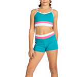 Triple Threat Top & Short Teal Breeze front view