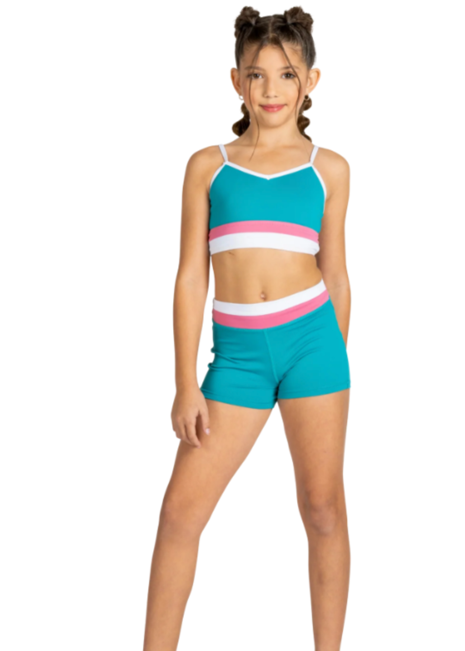 Triple Threat Top & Short Teal Breeze front view