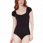 Portoro Cap Sleeve Leotard Black front view