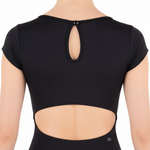 Open Back Cap Sleeve Leotard Black detail view